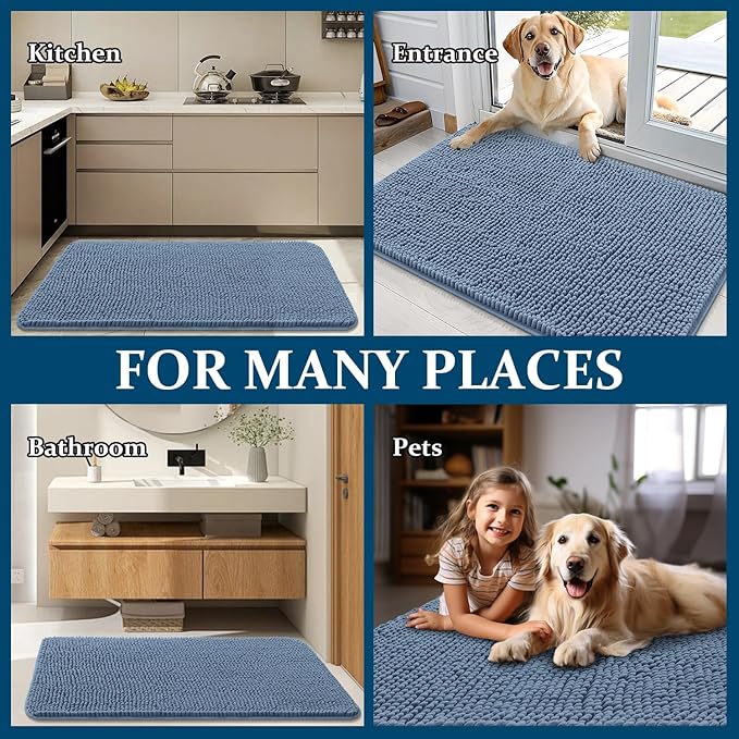 OLANLY Dog Door Mat for Muddy Paws 34x21, Absorbs Moisture and Dirt, Absorbent