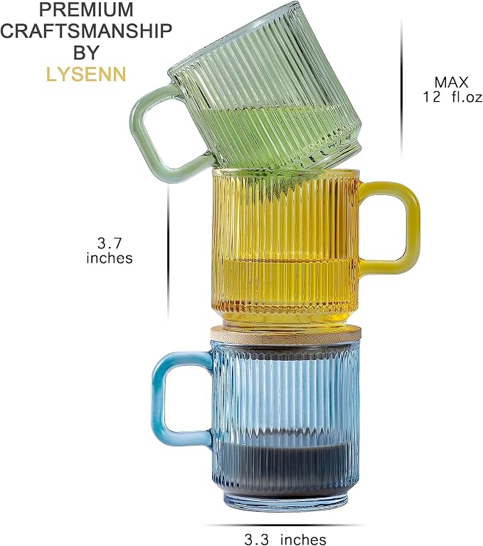 Lysenn Glass Coffee Mug with Lid