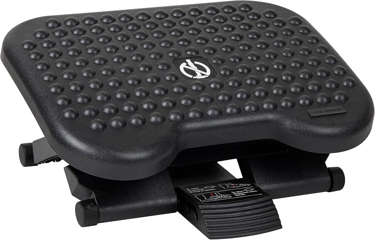 Mind Reader Foot Rest, Under Desk at Work, Ergonomic, Height Adjustable, Office, Plastic, 17" L x 13" W x 6.25" H, Set of 2, Black