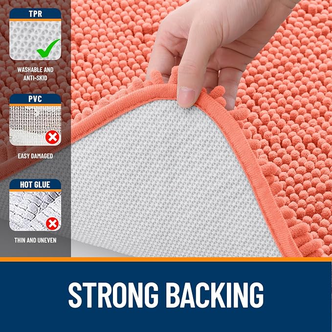 OLANLY Bathroom Rugs 30x18, Extra Soft Absorbent Chenille Bath Rugs, Rubber