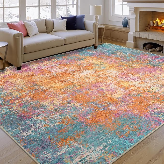RELEANY Washable Area Rugs 6'x9' Non-Slip Modern Abstract Soft