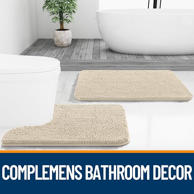 OLANLY Bathroom Rugs 30x20, Extra Soft Absorbent Chenille Bath Rugs, Rubber