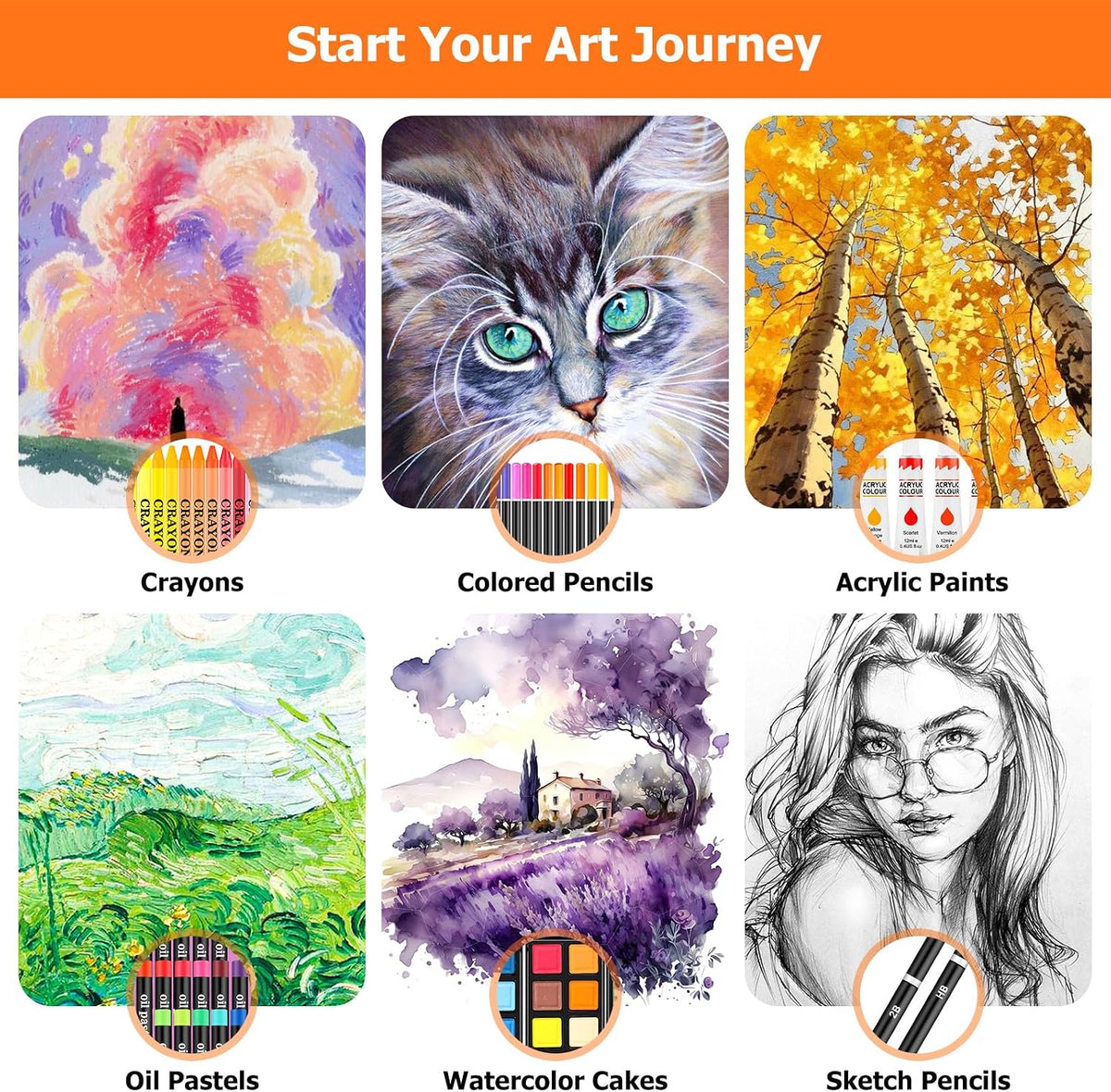 Soucolor 192-Pack Deluxe Art Supplies,Drawing Painting Sets,Teen Girl Gifts