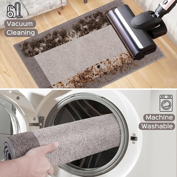 Machine Washable Kitchen Rug 24" x 96", Non Slip Kitchen Mat