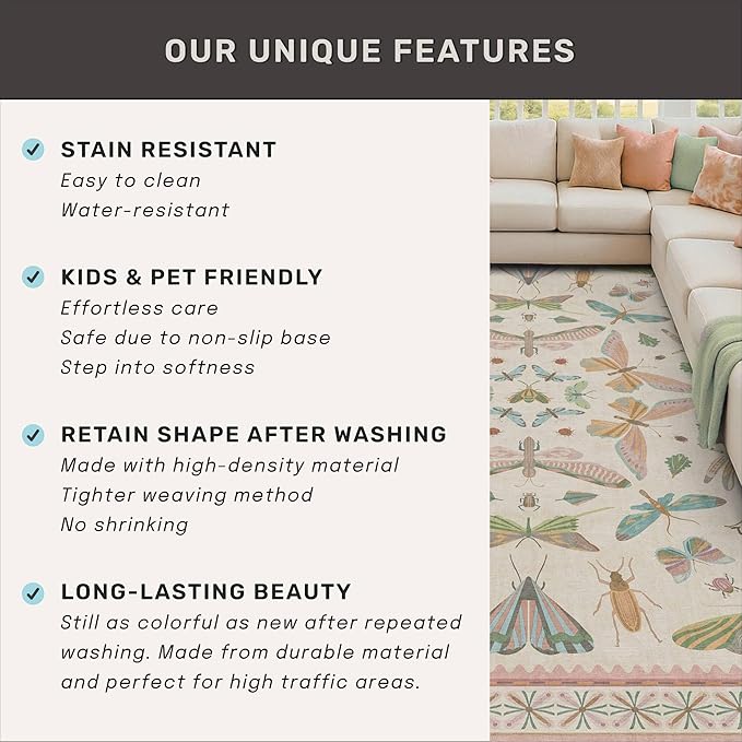 Insect Print 8ft Long Hallway Runner Rug