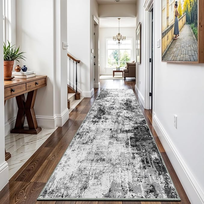 2x8 Washable Runner Rugs for Hallway: Easy-to-Clean Abstract Runners for