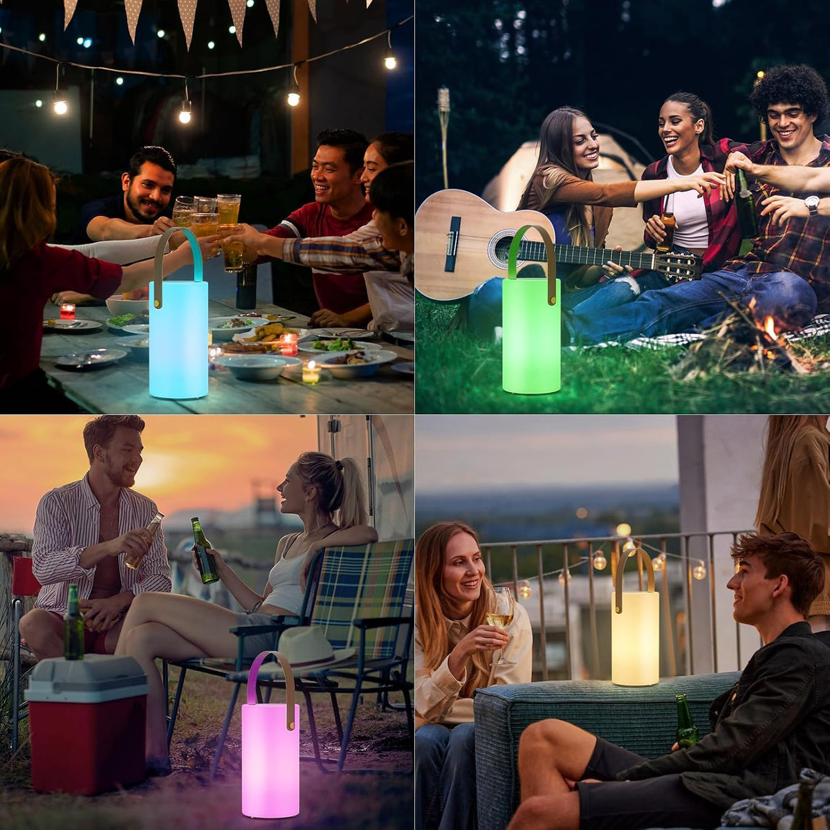 uuffoo Solar Table Lamp Outdoor Lantern 2 in 1 Rechargeable Waterproof