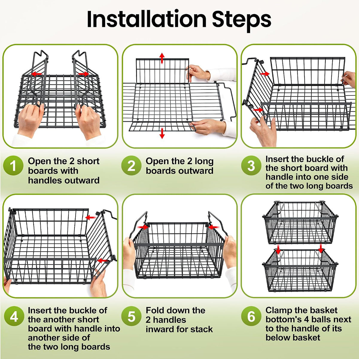 Freezer Organizer Bins, 3 Pack Enlarged Baskets for 5-9 Cu.FT Deep Freezer