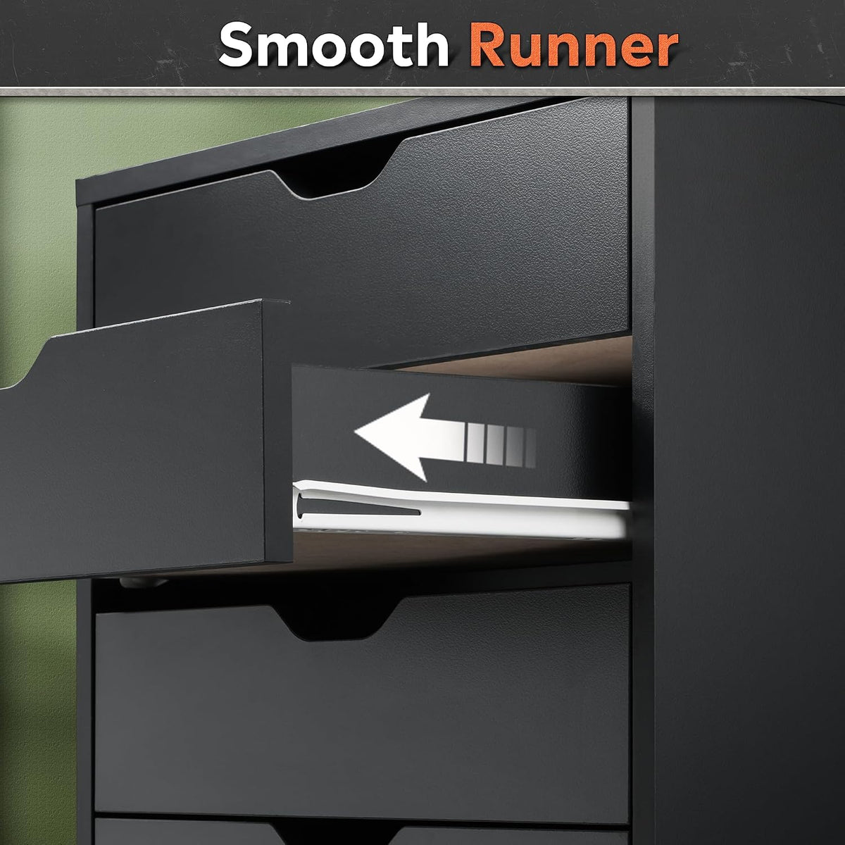 DEVAISE 5-Drawer Filing Cabinet, Under Desk file Cabinet, Black