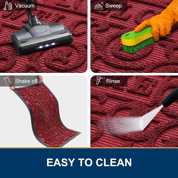 Smiry Welcome Door Mat Outside Entrance, Heavy Duty Trap Dirt and Moisture Easy