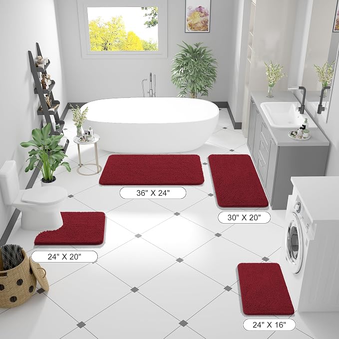 OLANLY Bathroom Rugs 30x20, Extra Soft Absorbent Chenille Bath Rugs, Rubber