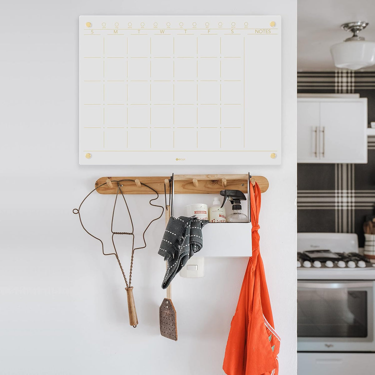 Yeoux Glass Monthly Dry Erase Calendar Whiteboard for Wall, 17" x 23"