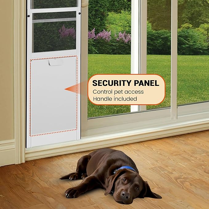 XL Dog Door for Sliding Glass Door, Extra Large Patio Doggy Door Insert for Sliding Door, Height Adjustable from 44" to 84", Flap Width: 14 inch
