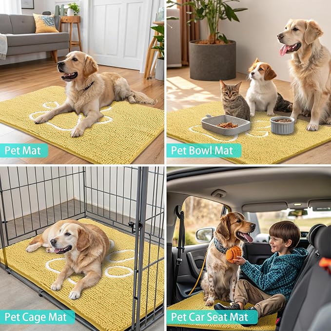 Smiry Dog Door Mat for Muddy Paws, Absorbent Dirt Trapper Non Slip Quick Dry
