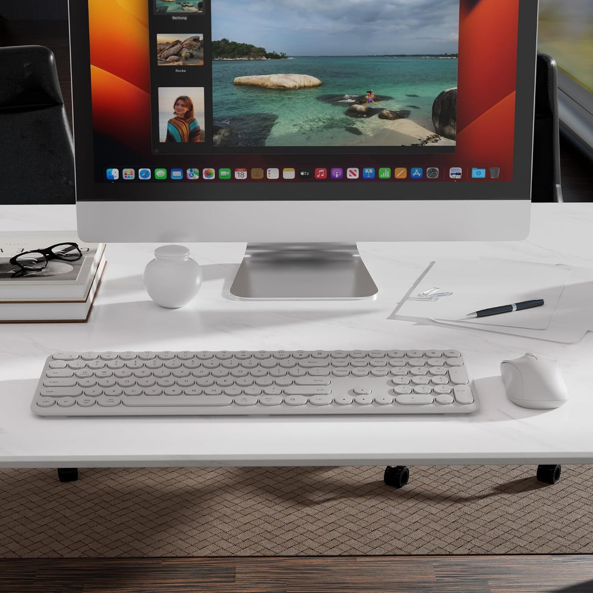 Wireless Keyboard and Mouse Combo, 110-Key Full Size (Gray)
