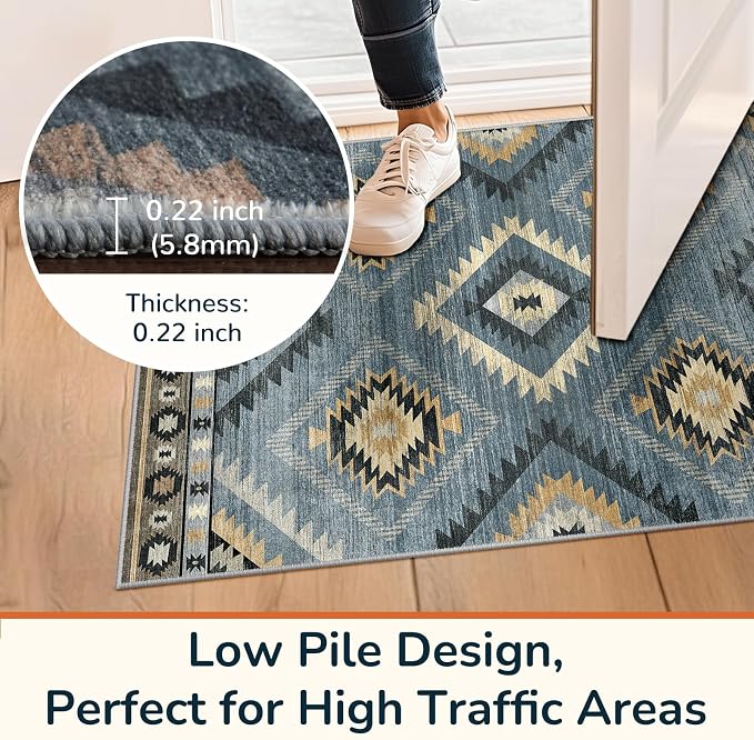 BESTSWEETIE Area Rug 8x10 Rug Machine Washable Non-Slip Low Pile Print Pattern