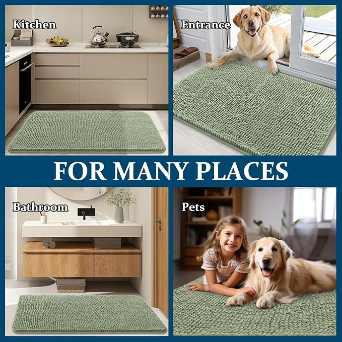 OLANLY Dog Door Mat for Muddy Paws 47x24, Absorbs Moisture and Dirt, Absorbent