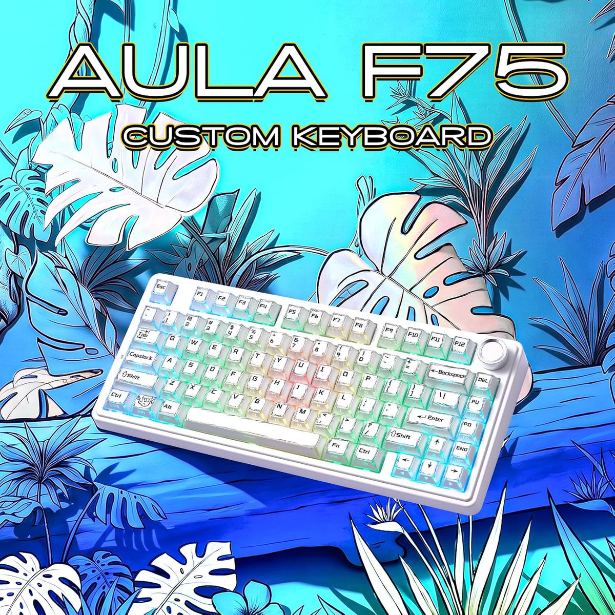 Aula F75 Mechanical Keyboard,Wireless Creamy Gaming Keyboard with Knob