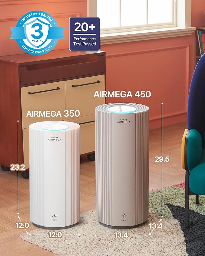 COWAY Air Purifier for Large Room Whole Home Up to 2, 640 ft², HEPA Filter for