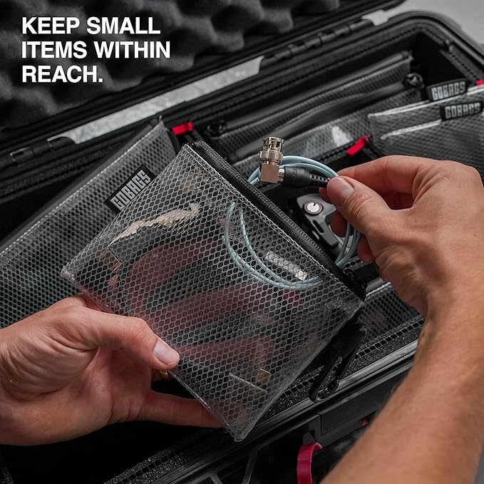 GOBAGS Air Production Multi‑Size Clear Zipper Pouch (4‑Pack) – Cable Organizer & Travel Gear Bag for Electronics, Camera Accessories, Tool Pouch & Small Tech Storage