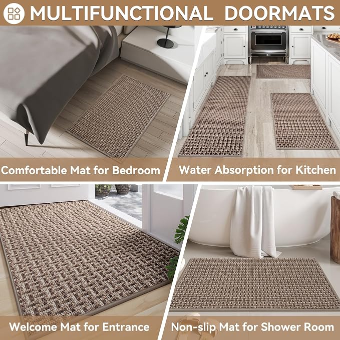 Indoor Door Mat 36x60 Dirt Resistant and Absorbent, Non-Slip Rubber Backing