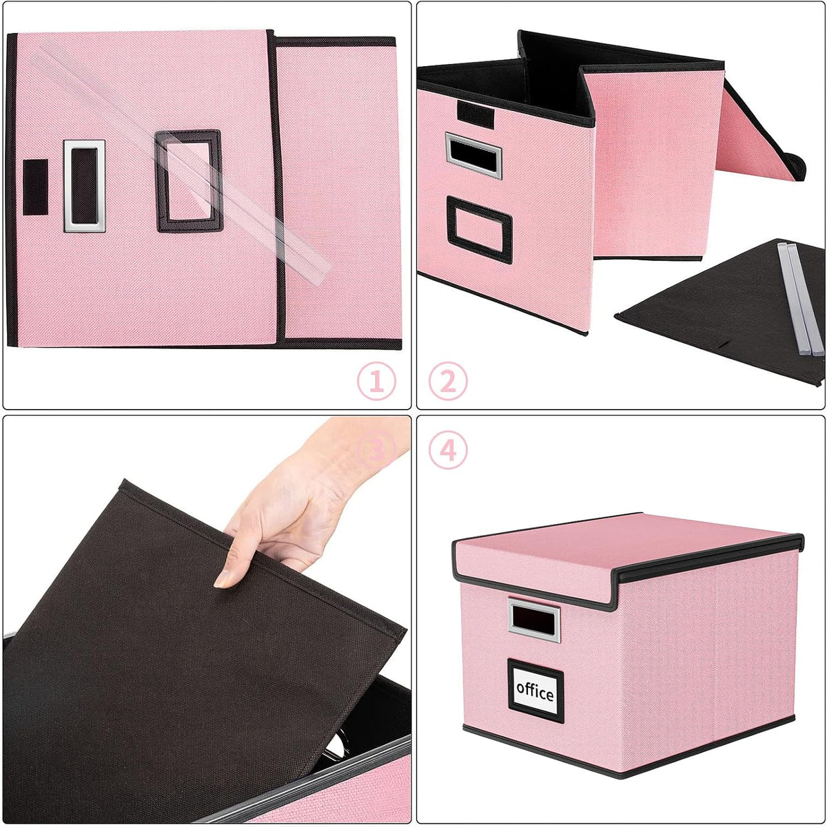 File Organizer Box with Lids, Collapsible File Folder Organizer