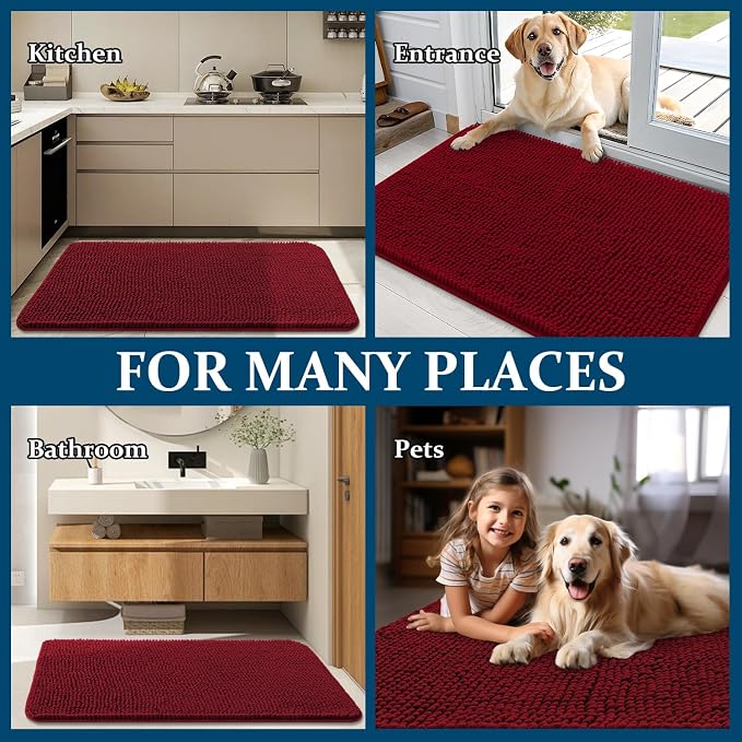 OLANLY Dog Door Mat for Muddy Paws 34x21, Absorbs Moisture and Dirt, Absorbent