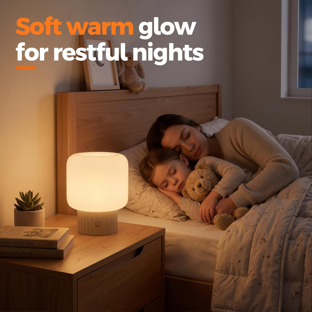 VOLISUN Mushroom Lamp, Cordless Rechargeable Table Lamp with Glass Shade, 3 Color Temperatures & Stepless Dimming, 5200mAh, Touch Control Bedside Lamps for Living Room, Bedroom, 1 Pack (Brown)