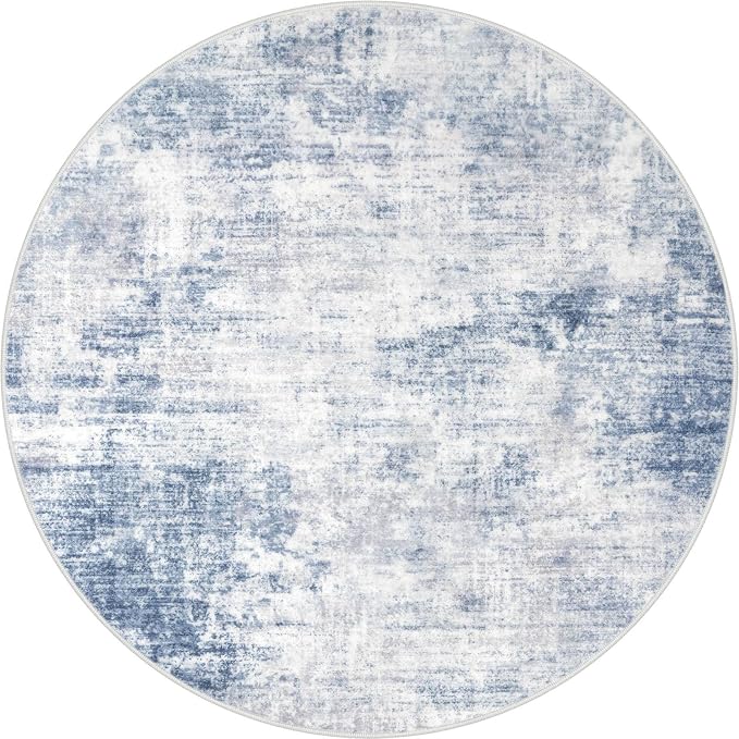 IOHOUZE Abstract Round Area Rug 8 Ft Washable Circle Rugs Large Round Rug Non