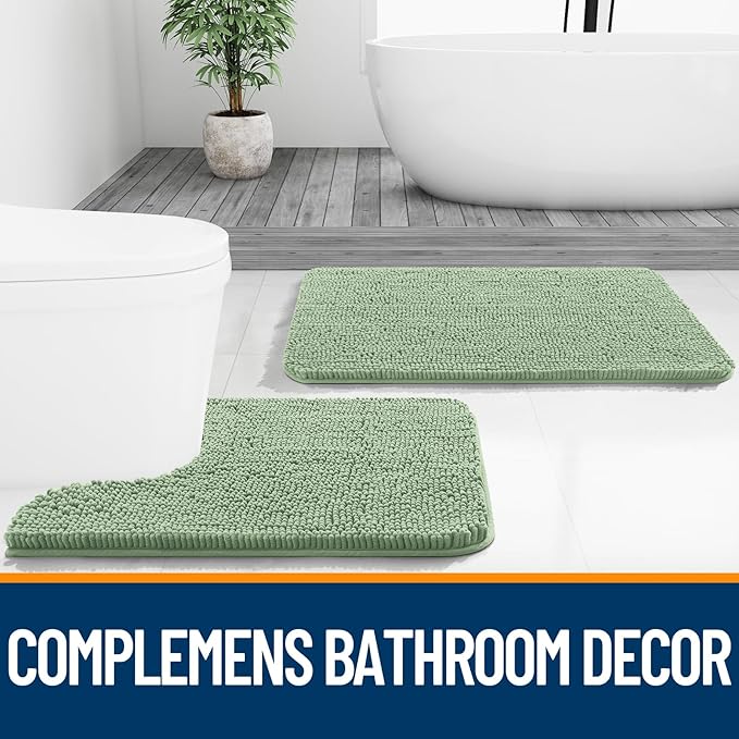 OLANLY Bathroom Rugs 35x24, Extra Soft Absorbent Chenille Bath Rugs, Rubber