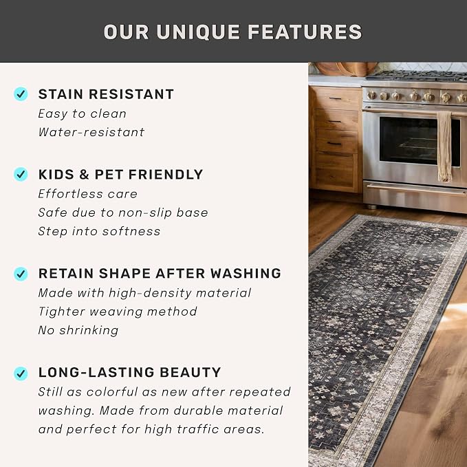 Black Washable 8ft Long Runners