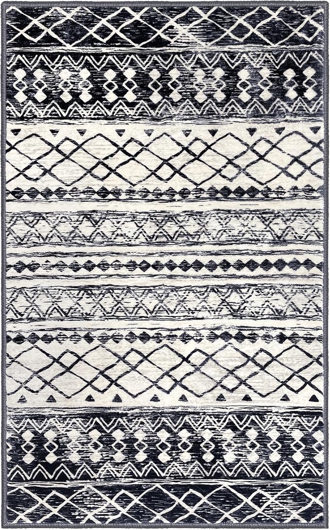 KUTA Moroccan Area Rugs 2x3, Ultra Soft Print Vintage Geometric Low-Pile Floor