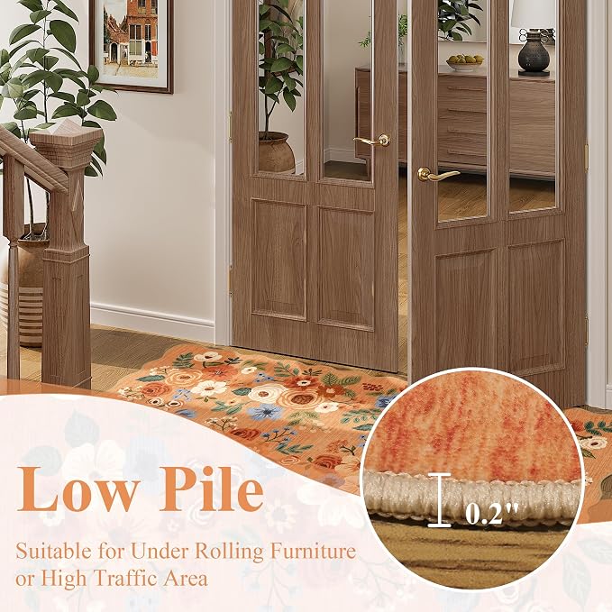 DUKINO 2.6x8 Runner Rug for Hallway, Washable Kitchen Rug