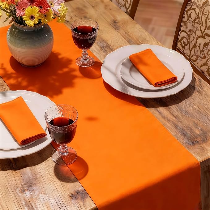MEANMOY Orange Table Runner 72 Inches Long Waterproof Table Runners | Washable