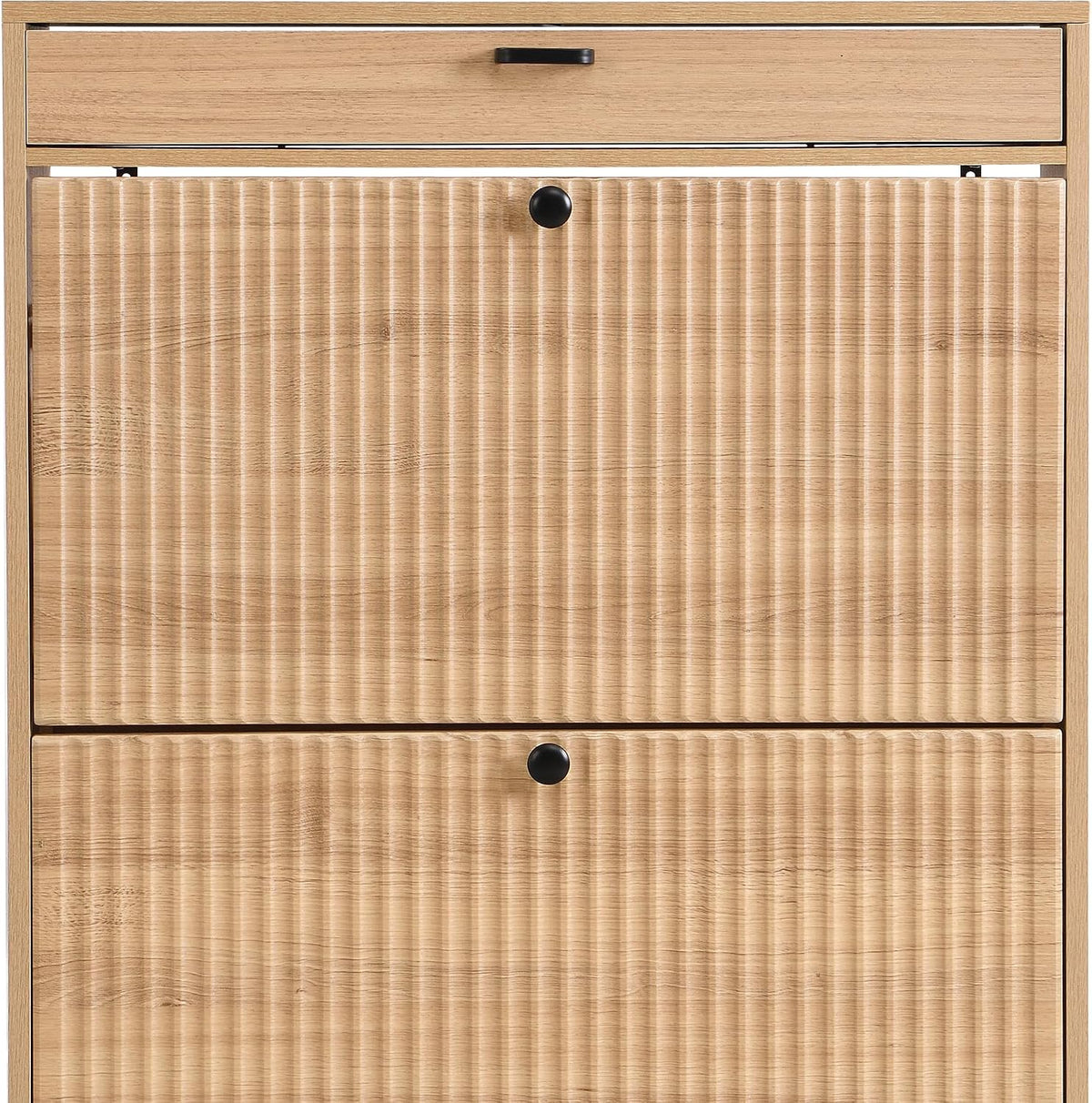 XIAO WEI Shoe Cabinet, Shoe Storage Organizer Cabinet with 2 Flip Wavy Line Drawers, Freestanding Shoe Rack with Adjustable Shelf for Entryway, QH242-1