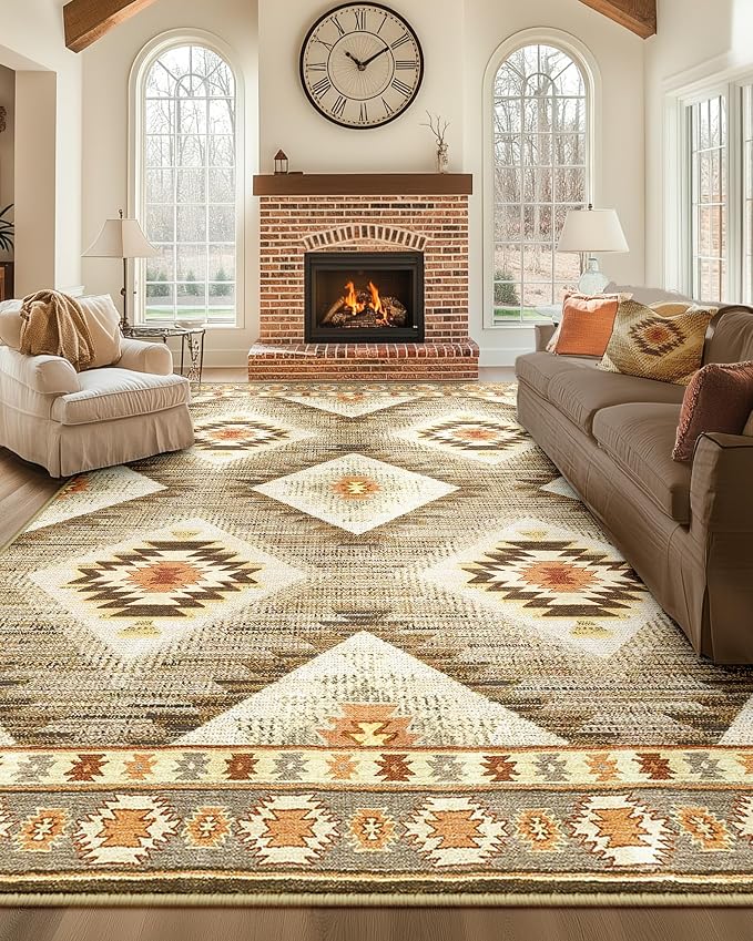 BESTSWEETIE Area Rug 10x14 Rug Machine Washable Non-Slip Low Pile Print Pattern