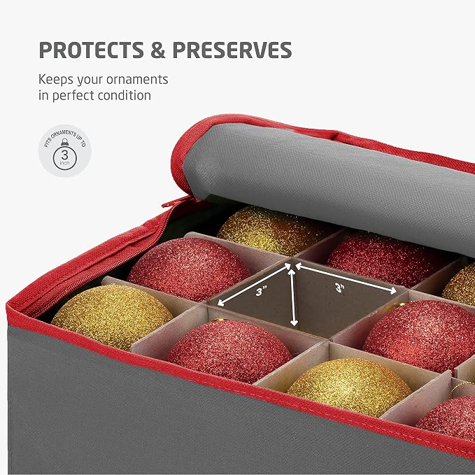 ZOBER Large Christmas Ornament Storage Box