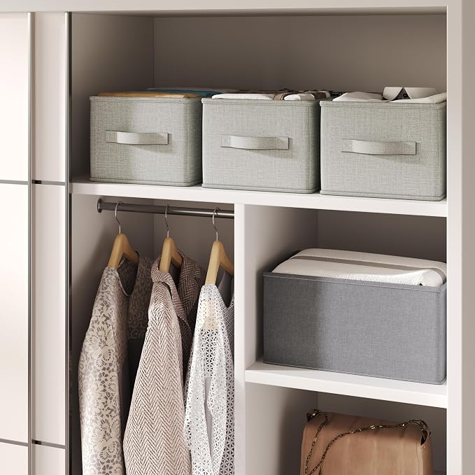 3 Pack Fabric Storage Bins for Shelves | 14.75x10.25x8.25 in Storage Baskets |
