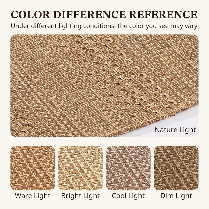 MatEssenz 2x4 Washable Rug, Textured Natural Woven Low-Profile Small Runner