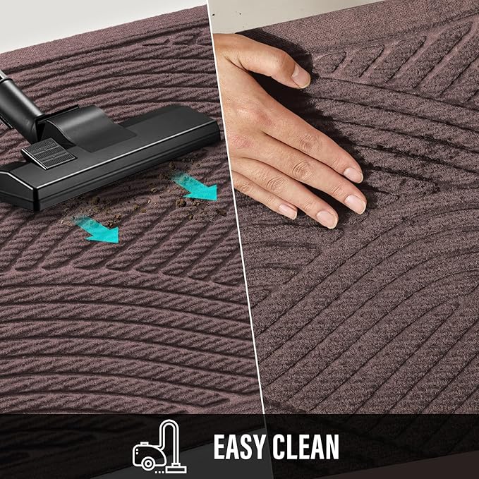HIYARD Sturdy Front Door Mat, Absorbent Muddy Dirt Resist Welcome Door Mats