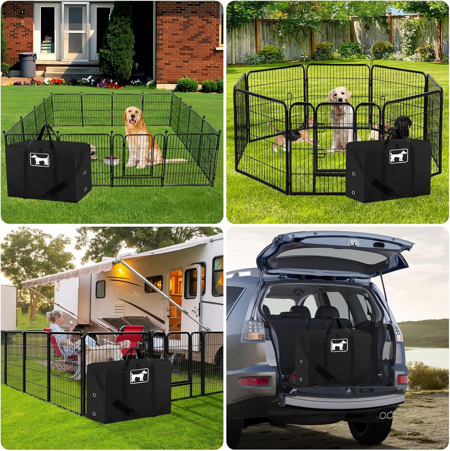 SIRUITON 2Pack Dog Playpen Storage Bag, Fits 32" H 8 Panels and 9 Stakes,Suitable for Foldable Exercise Pet Playpen, Dog Fence Travel Bag, with Reinforcing Plate & Shoulder