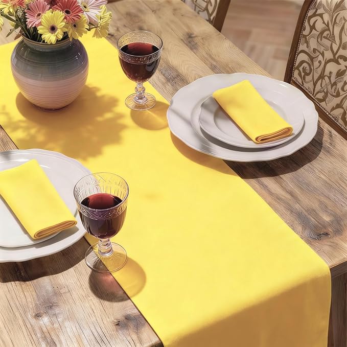 MEANMOY Yellow Table Runner 36 Inches Long Waterproof Table Runners | Washable