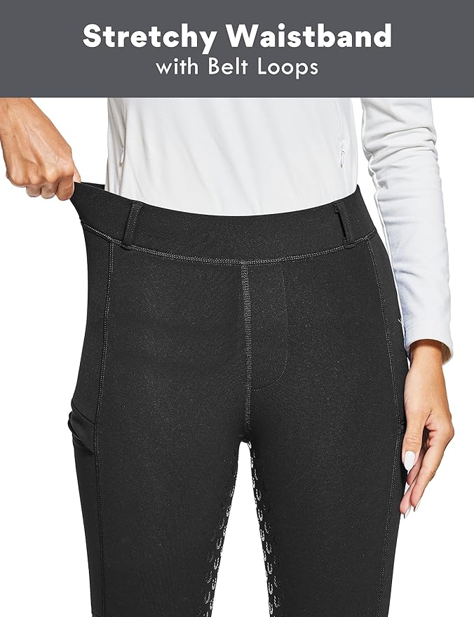 FitsT4 Sports Women's Winter Horse Riding Pants with Zipper Pockets Full Seat Riding Tights Fleece Lined Equestrian Breeches
