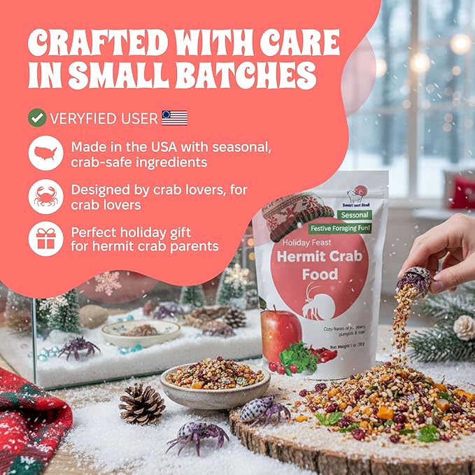 Limited Edition Holiday Feast Premium Hermit Crab Food – Natural Seasonal Treat for Christmas & Thanksgiving | Nutritious Cranberry, Pumpkin & Rose Petal Blend for Enrichment & Health, 1 oz Bag