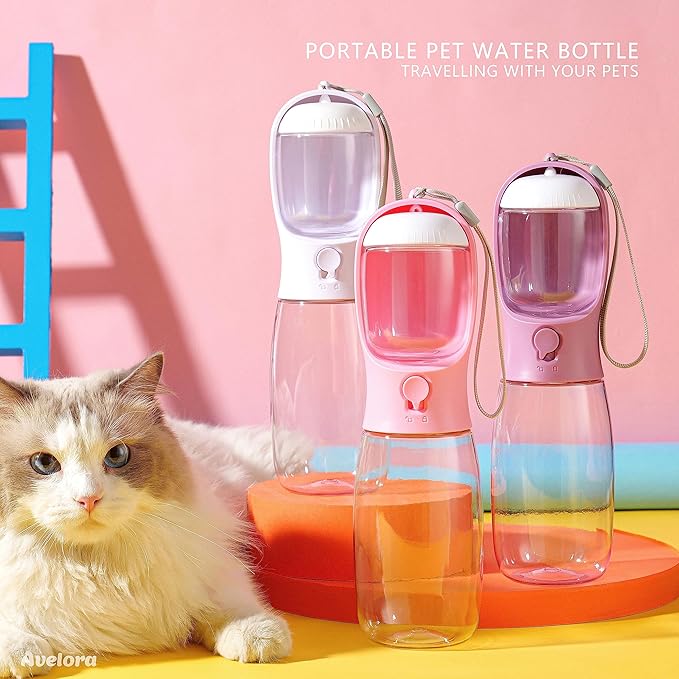 Dog Water Bottle with Food Container, Portable Leak Proof Pet Water Dispenser for Walking Hiking Travel, Puppy Essentials Accessories for Small Large Dogs, Dog Gifts (10oz/15oz/19oz)