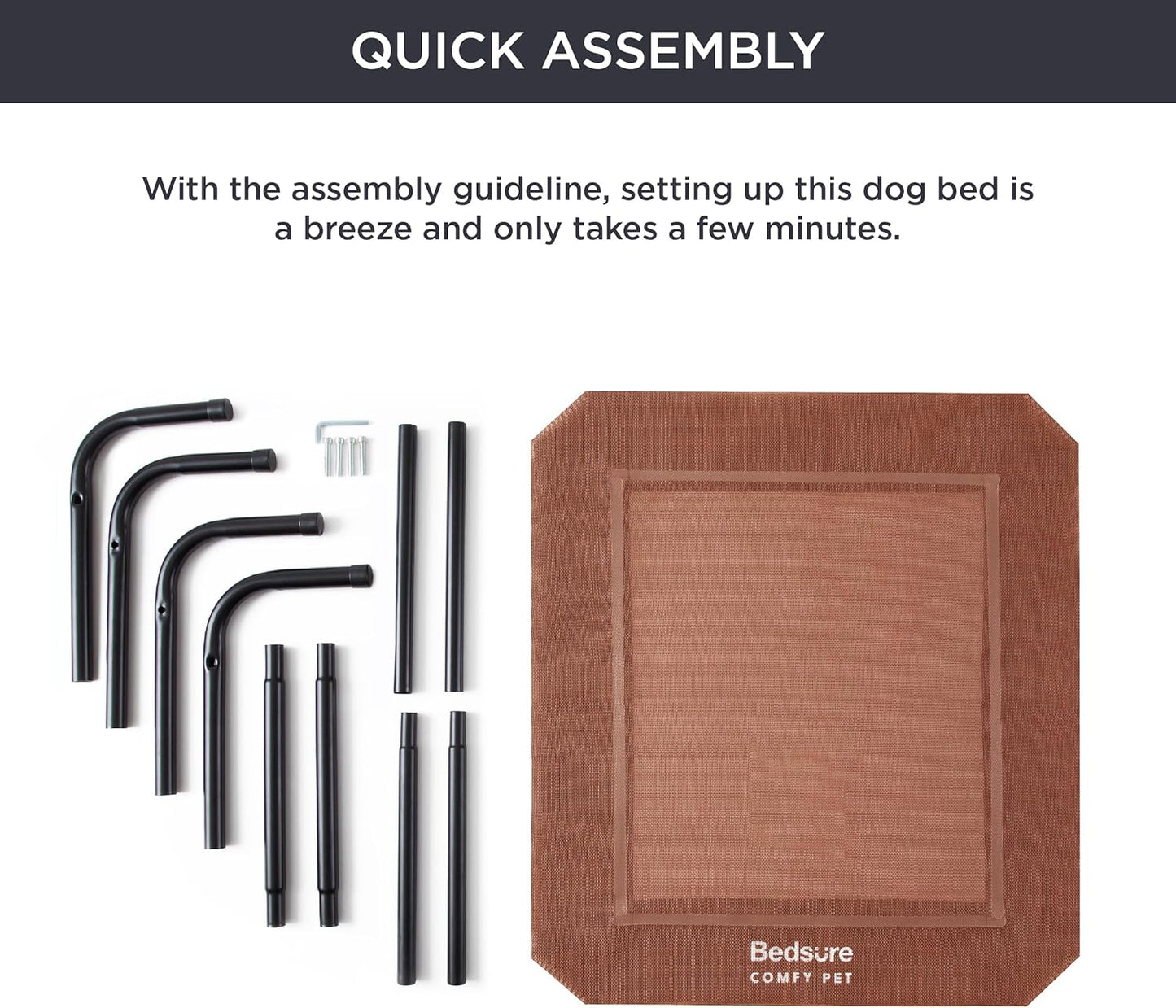 Bedsure Elevated Raised Cooling Cots Bed for Large Dogs, Portable Indoor & Outdoor Pet Hammock with Skid-Resistant Feet, Frame with Breathable Mesh, Terracotta, 49 inches