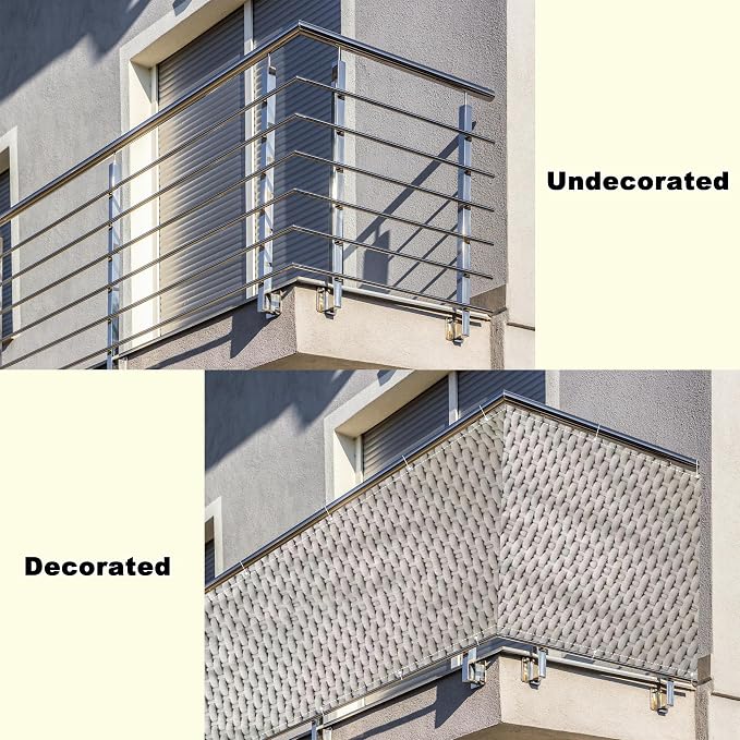 Balcony Privacy Screen 4.6' x 65.6' Durable UV-Resistant Patio Privacy Screen