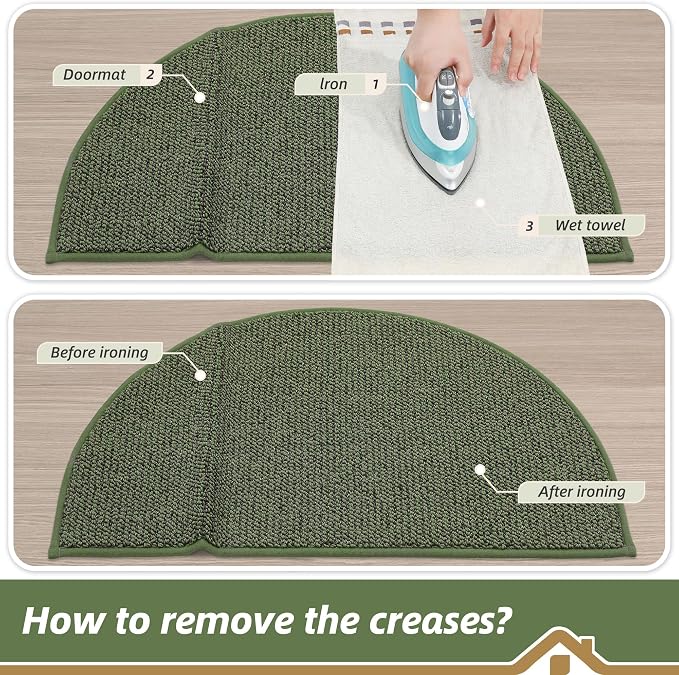 BEQHAUSE Dirt Trapper Door Mat 24" x 36" Half Circle Non-Slip Washable Doormats