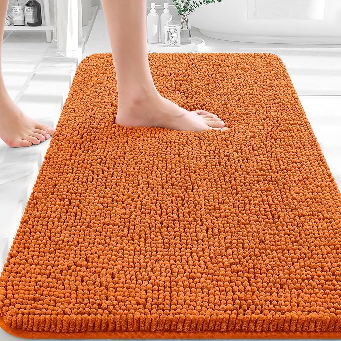 OLANLY Bathroom Rugs 32x20, Extra Soft Absorbent Chenille Bath Rugs, Rubber