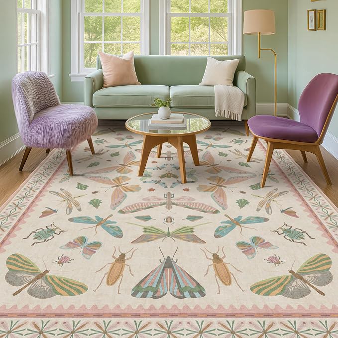Hazo Haus Washable 5x8 Light Pink Rug